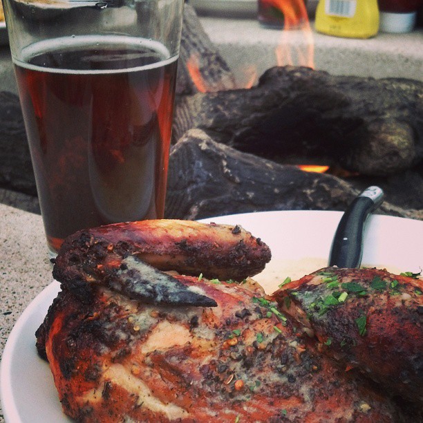 fire-roasted chicken with beer