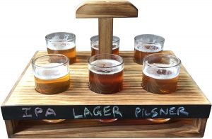 Chestnut Brew Crafts Serving Tray Beer Flight Glass Cups Set