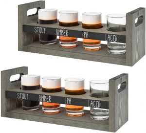 MyGift Beer Flight Glasses and Board Set